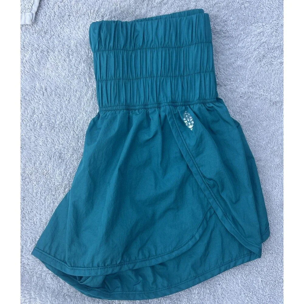 Free People Dolphin Hem Shorts S Teal Lined Lightweight Gym Lounge Coast…